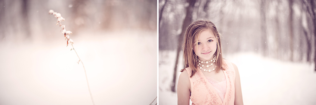 A photo of a tween girl in a snow setting in Chicago suburbs