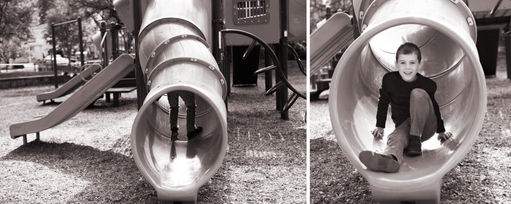 Photos of a boy in a playground setting in beautiful LaGrange, IL just outside of the city limits of Chicago